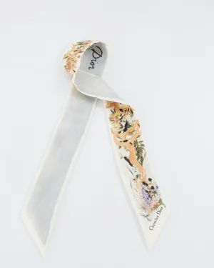 Dior White Silk Floral "Granville" Twilly