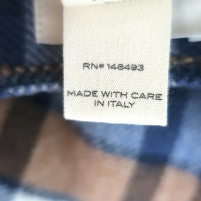 Doen Ember Plaid Fringed Wrap Blue/Tan Wool-Cashmere Size Small