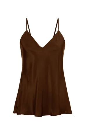 Double Silk Solid Cami Dark Chocolate