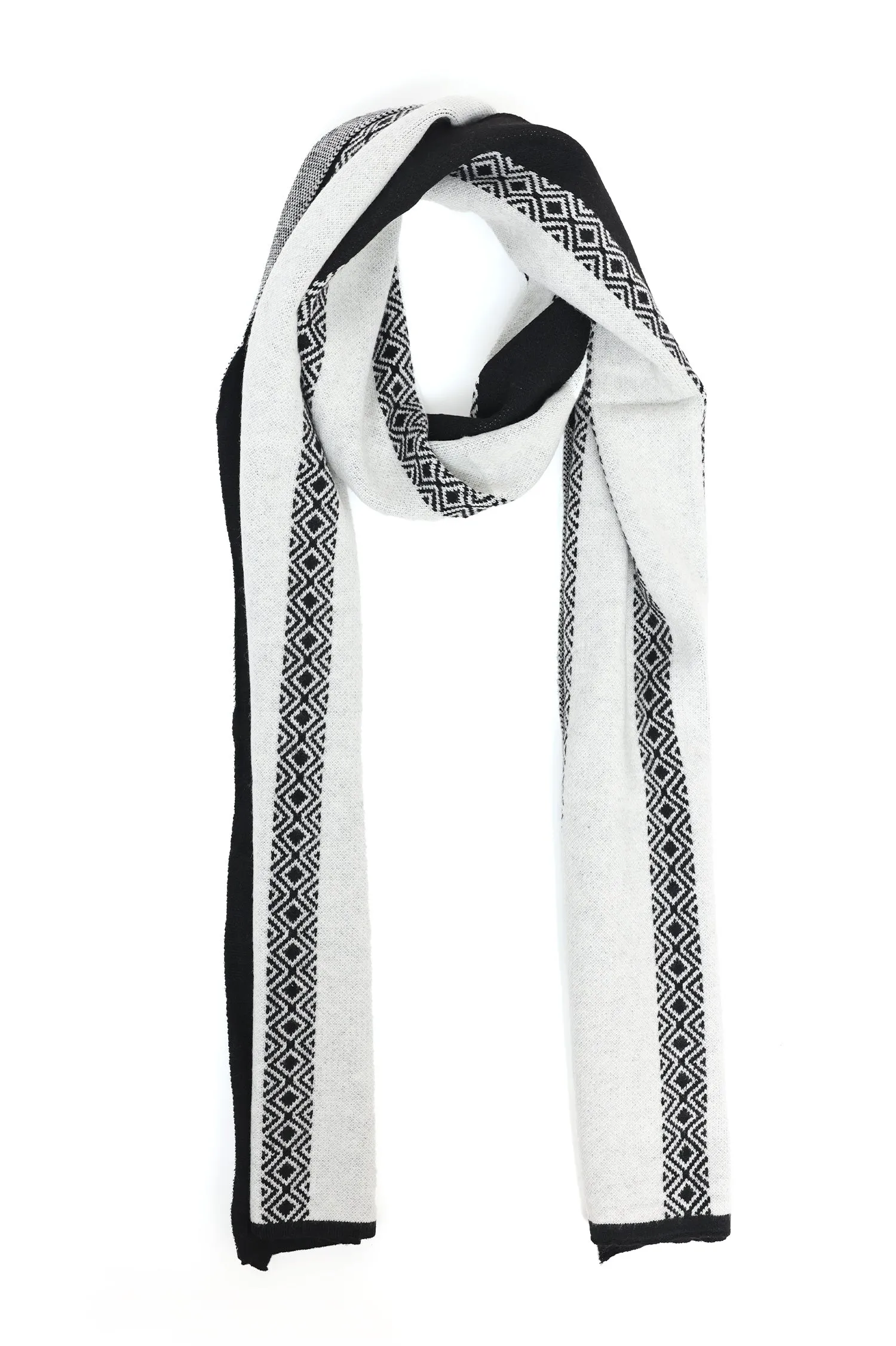 DUAL-TONE GEOMETRIC SCARF-BLACK