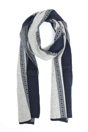 DUAL-TONE GEOMETRIC SCARF-NAVY