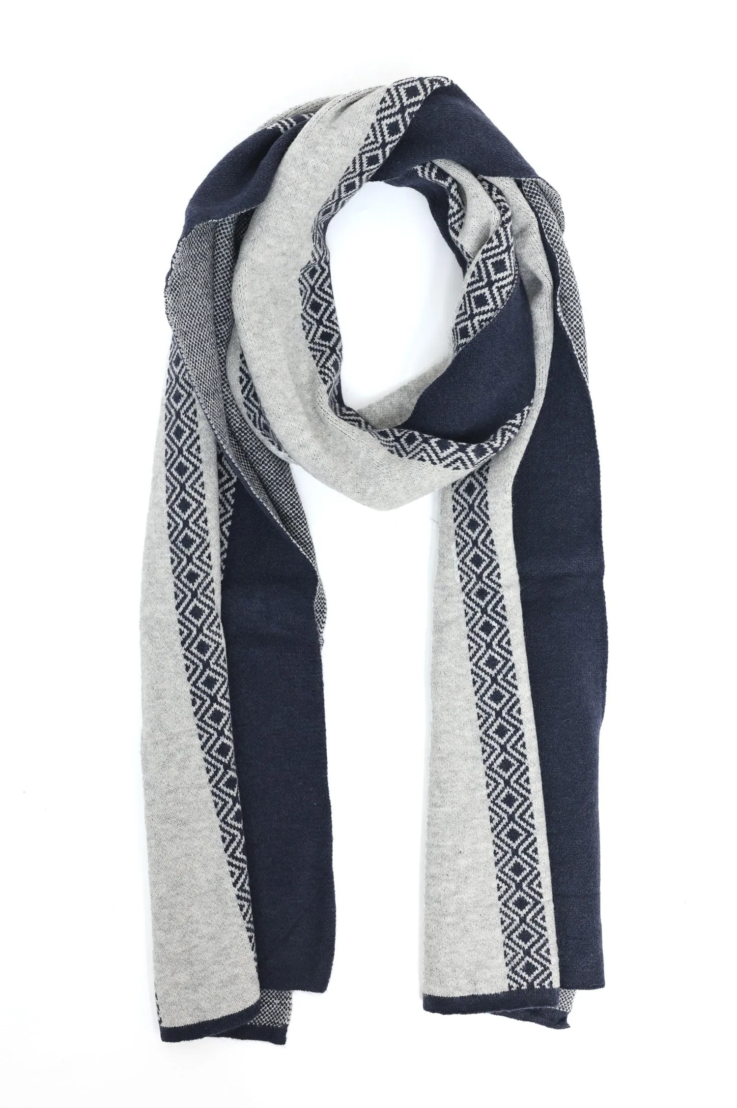 DUAL-TONE GEOMETRIC SCARF-NAVY