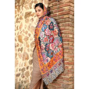 Dusala India Handwoven Pashmina Wool Kalamkari Design Shawl