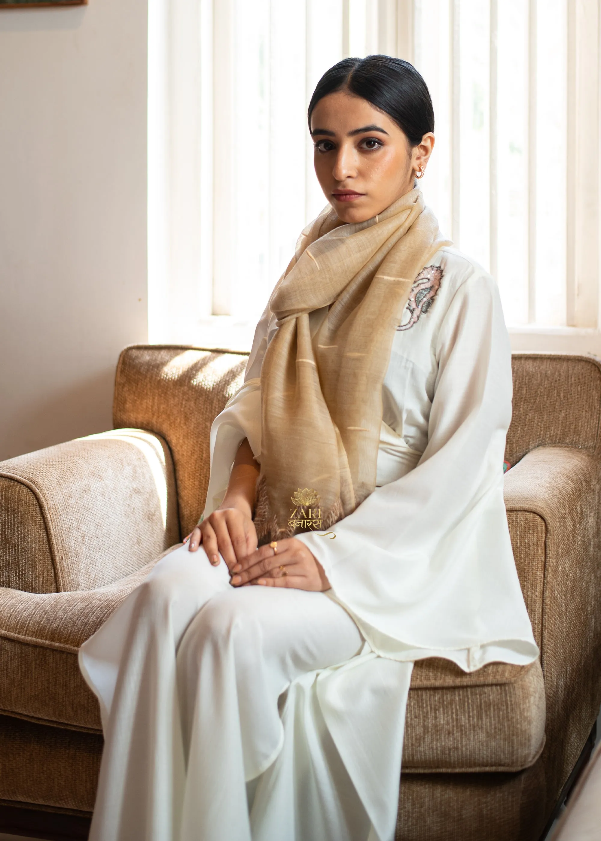Earthen Beige Silk Scarf