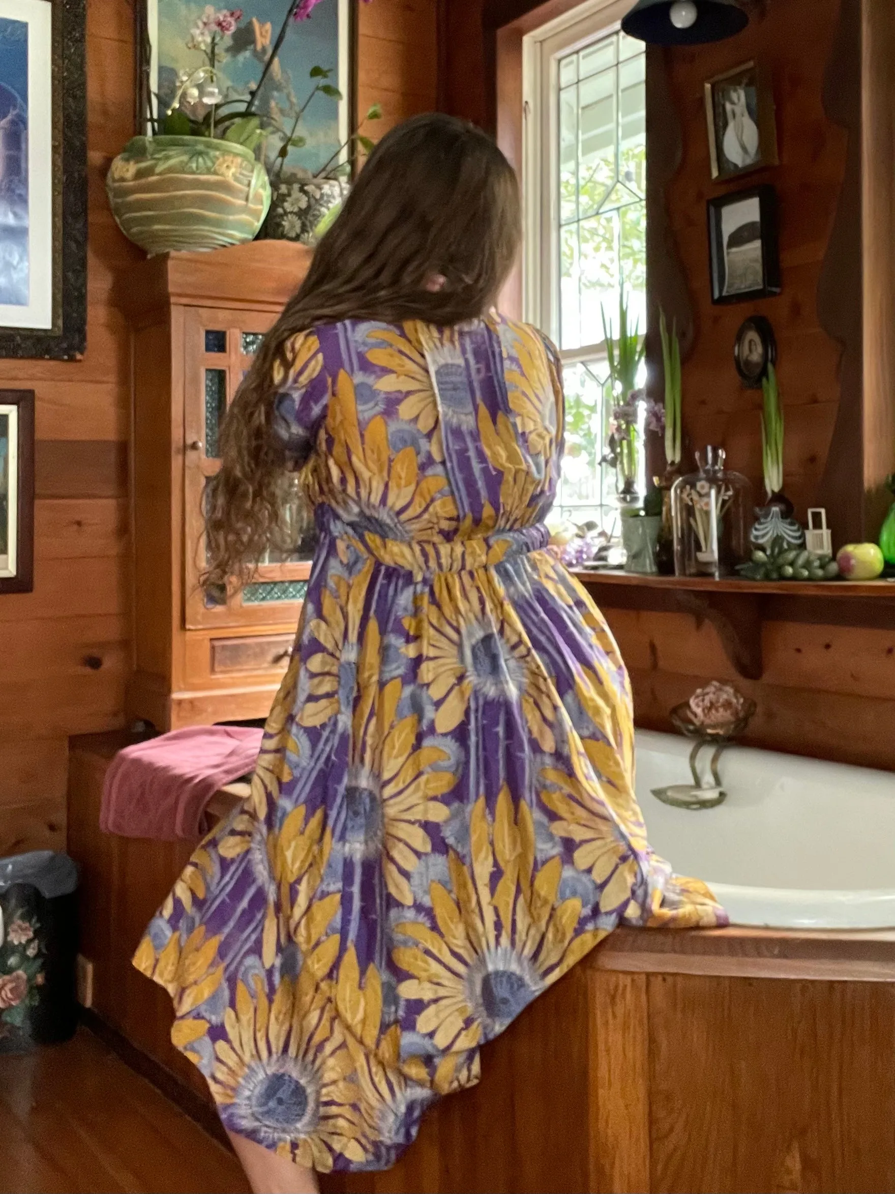 Edwardian Sunflower Silk Dress