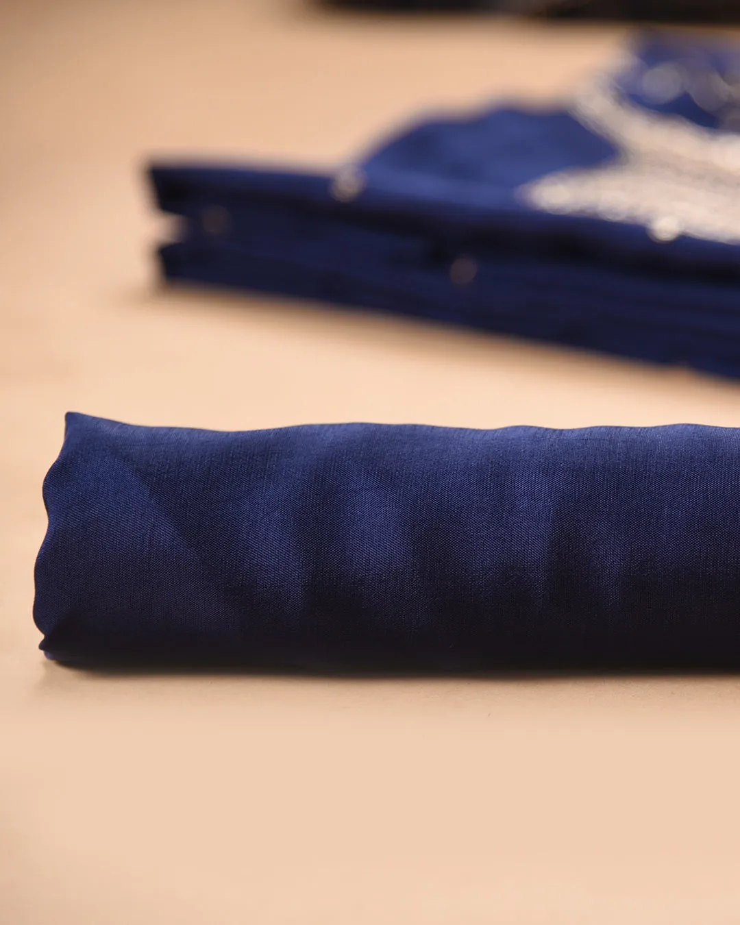 Electric Blue Silk Viscose Blend Hand Embellished Unstitched Suit Fabric Set With Silk Viscose Blend Banarasi Woven Dupatta
