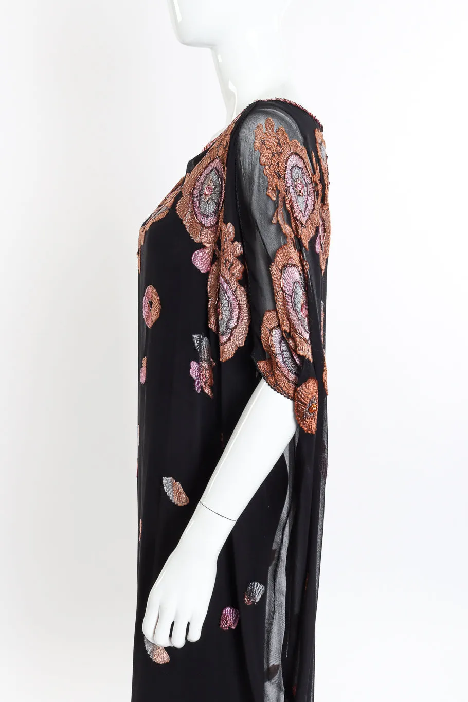 Embellished Floral Silk Caftan