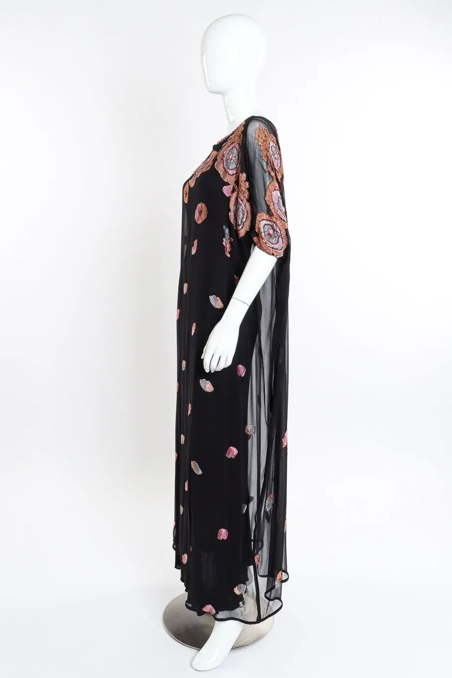 Embellished Floral Silk Caftan