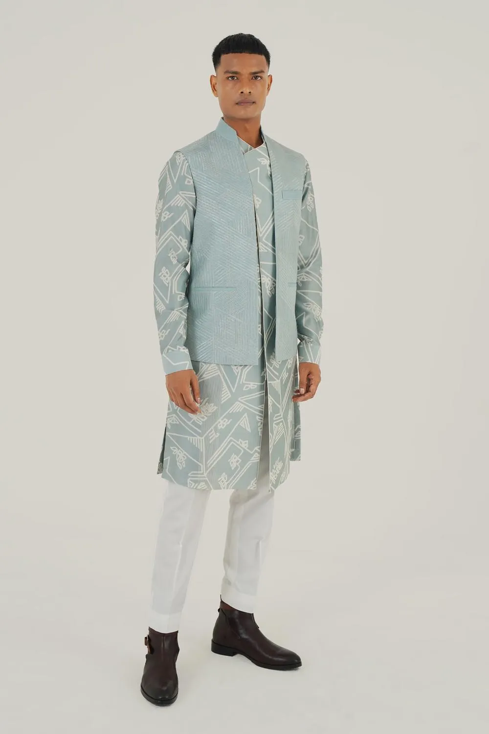 Embroidered Front Open Jawahar Jacket