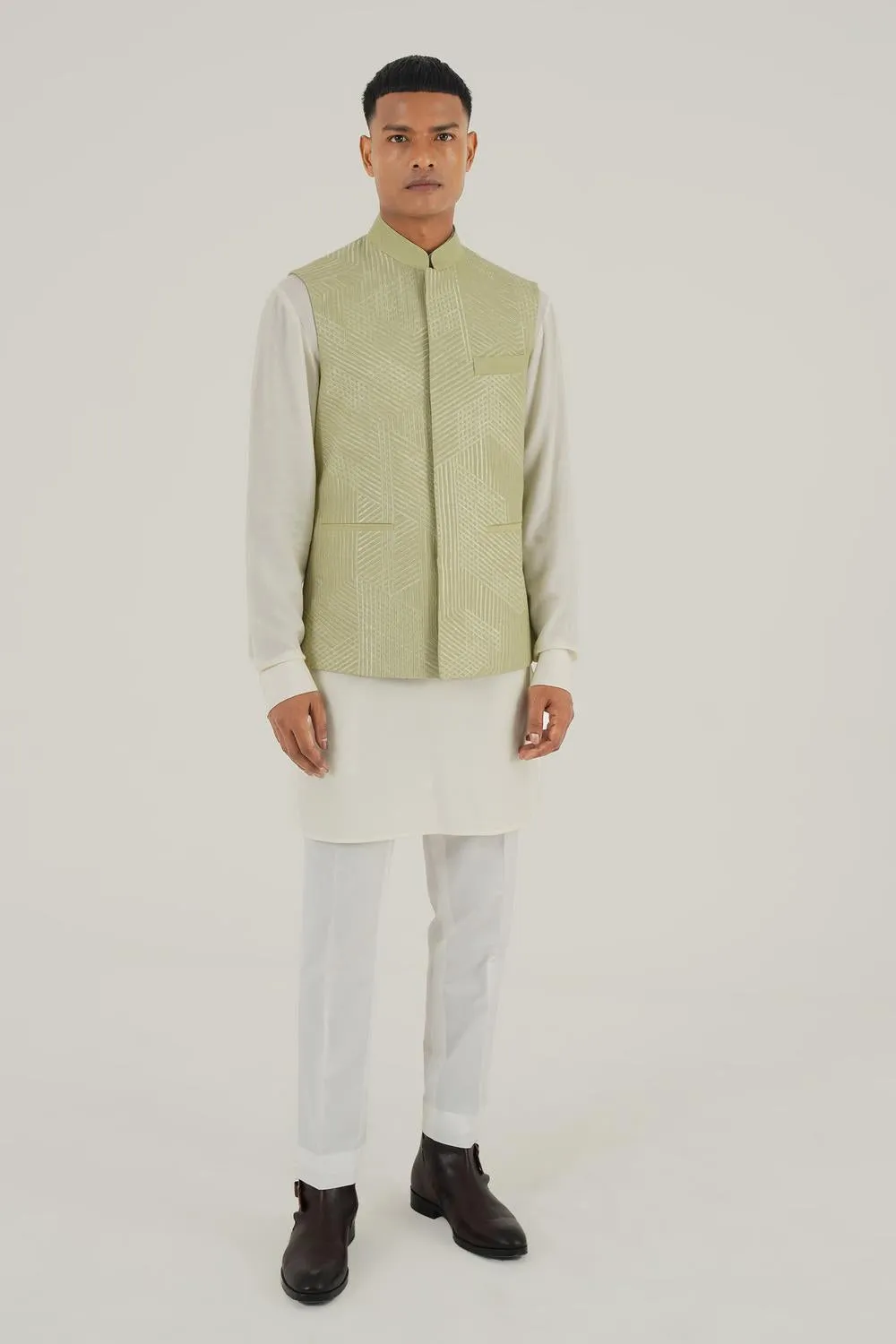 Embroidered Front Open Jawahar Jacket