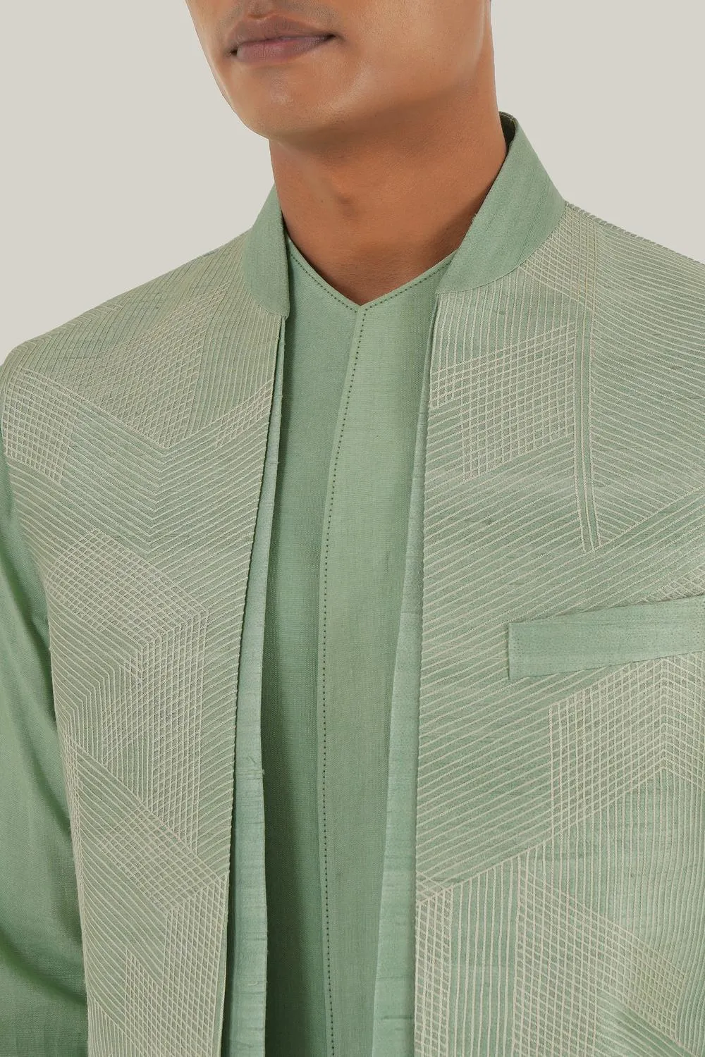Embroidered Front Open Jawahar Jacket
