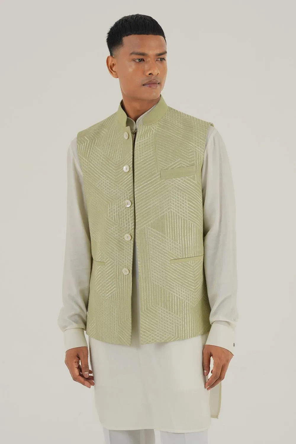 Embroidered Front Open Jawahar Jacket