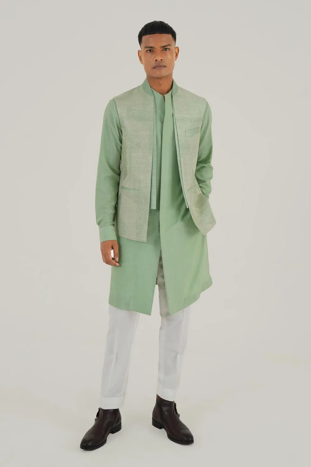 Embroidered Front Open Jawahar Jacket