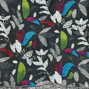 Embroidered Merino Wool Scarf - Dark Grey