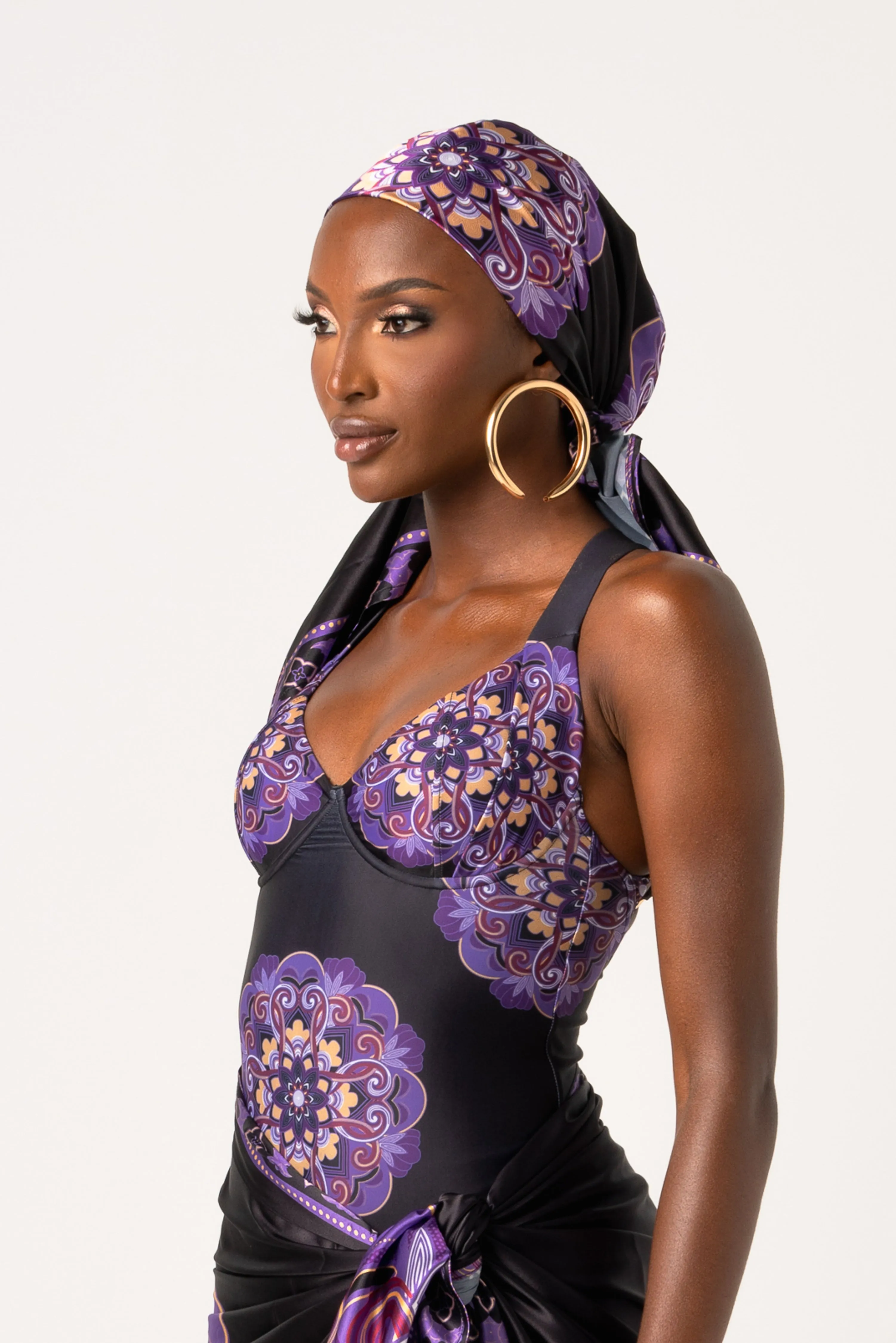 ENANG BLACK SMALL SILK SCARF