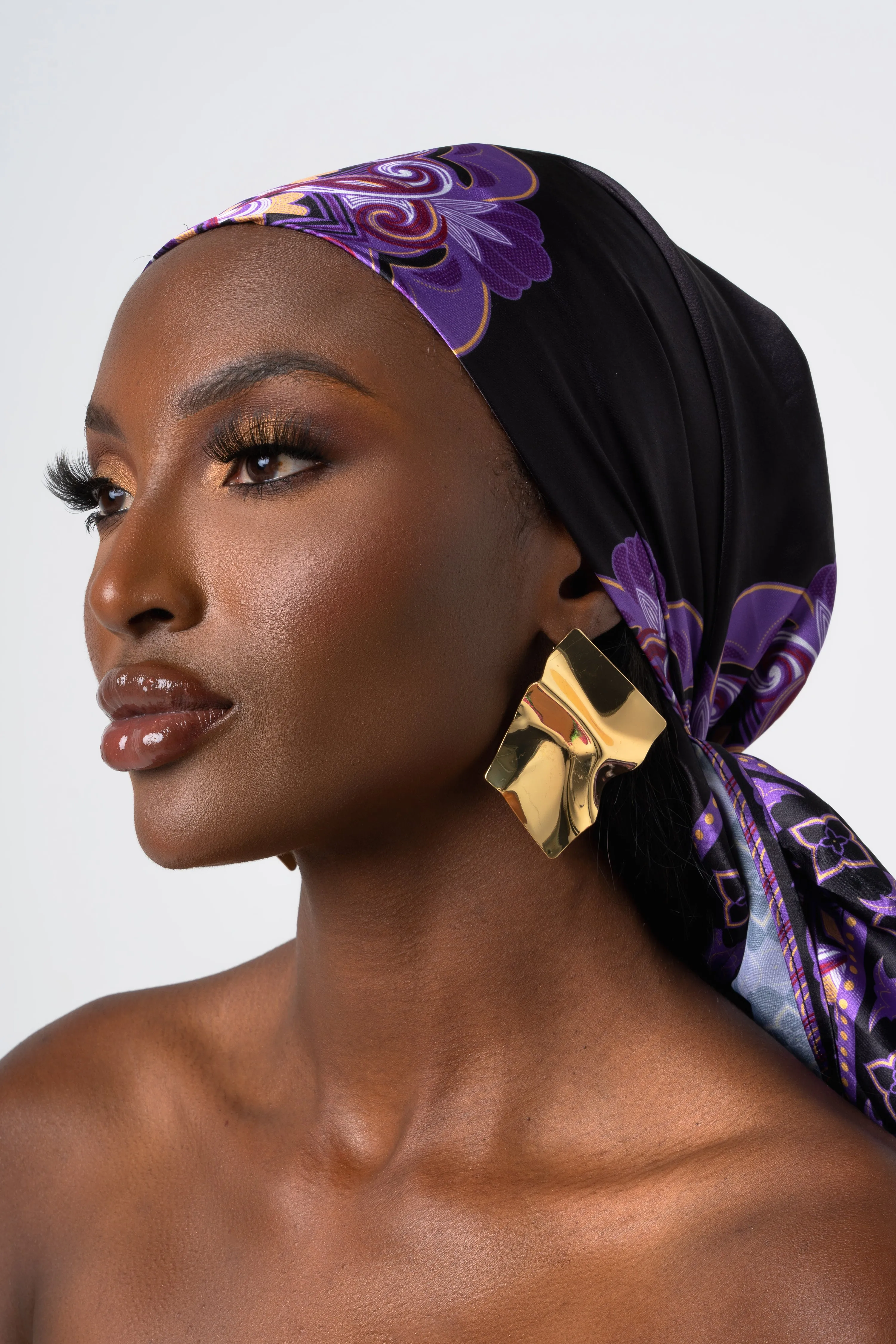 ENANG BLACK SMALL SILK SCARF