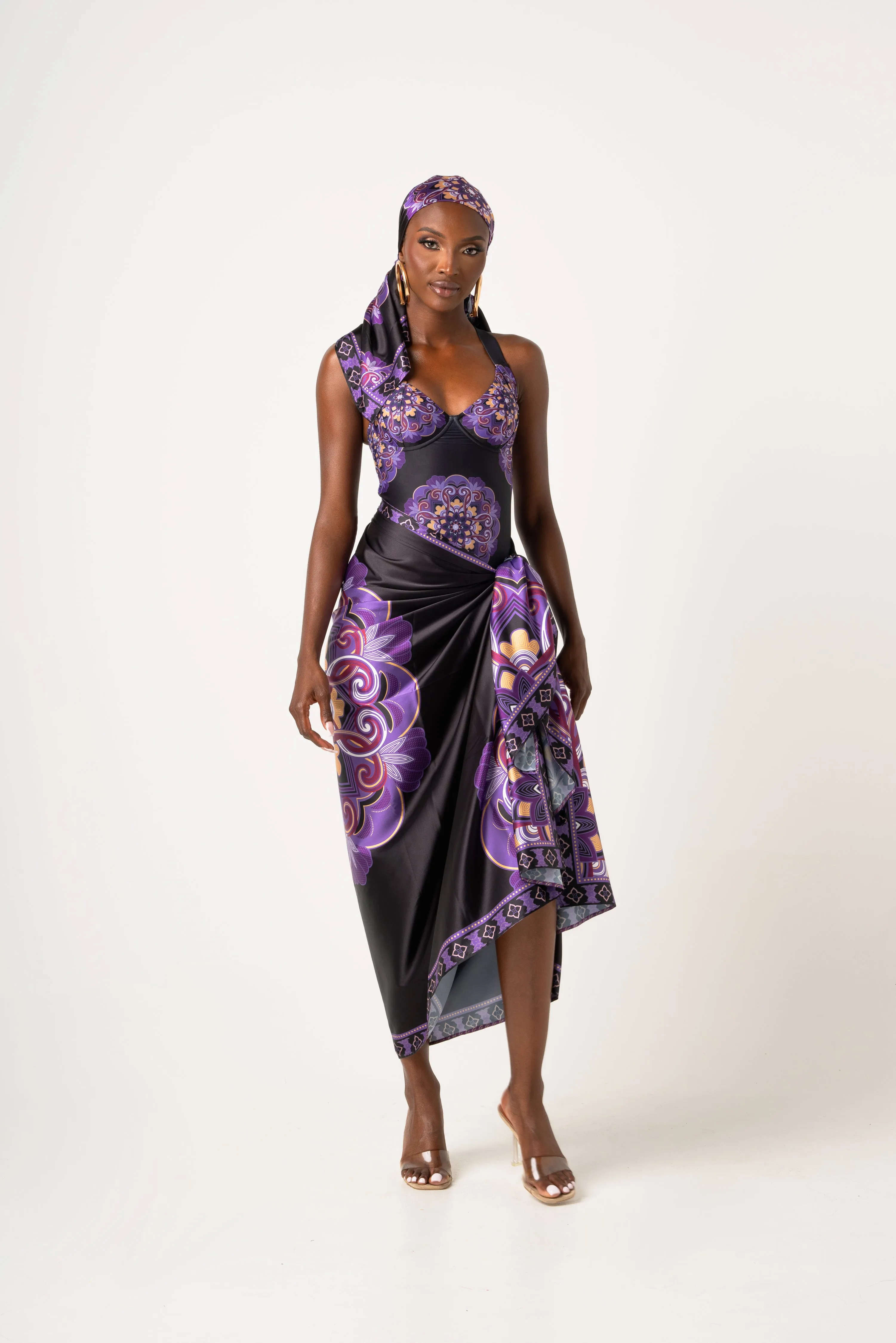 ENANG BLACK XL SILK SCARF
