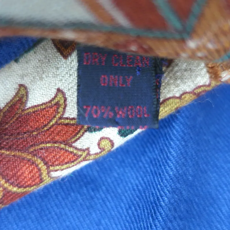 Etro Dinastia Ming Floral Vase Print Scarf Shawl Blue/Multicolor Wool-Silk