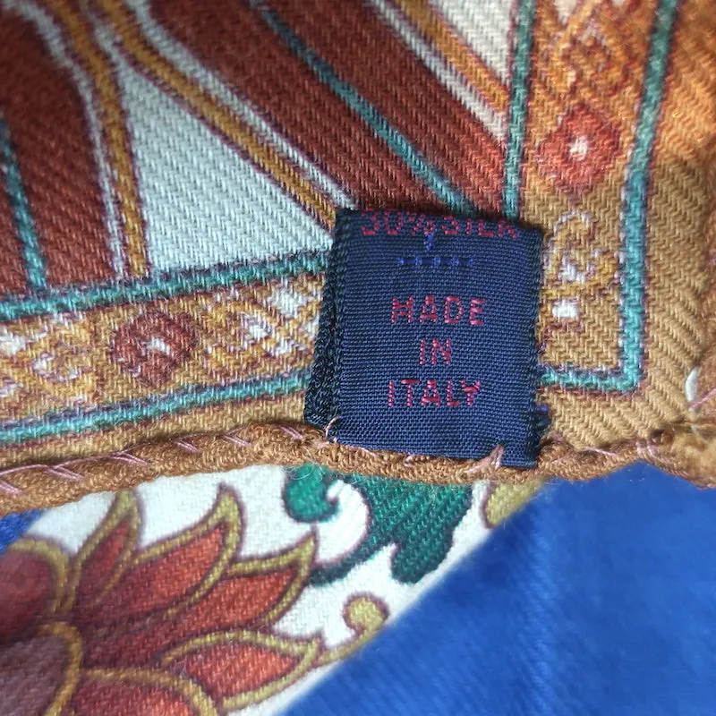 Etro Dinastia Ming Floral Vase Print Scarf Shawl Blue/Multicolor Wool-Silk