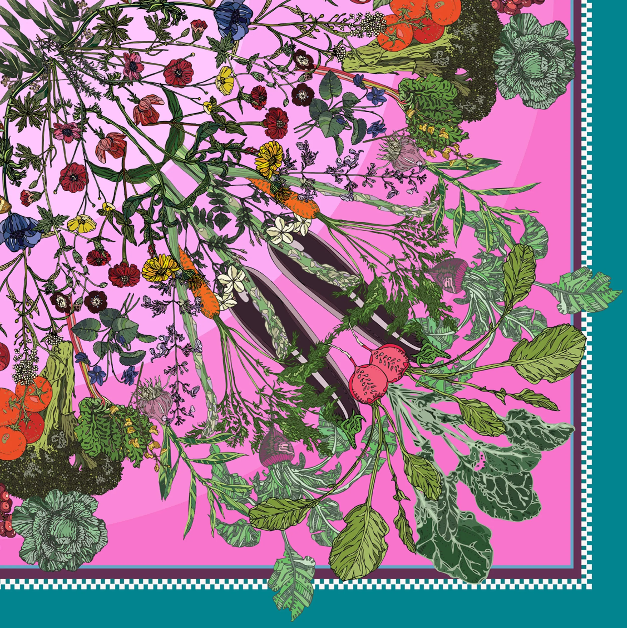 Exploding Garden Pink Silk Shawl Scarf
