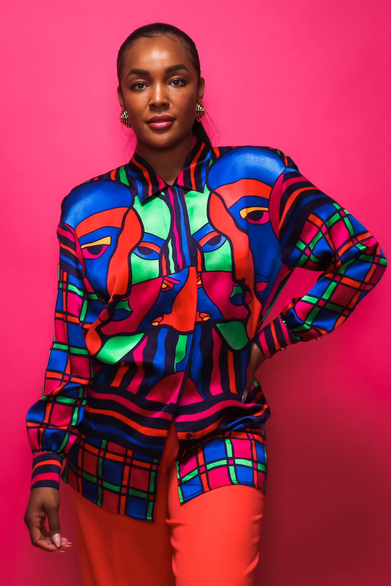 Expressionist Portrait Print Shirt