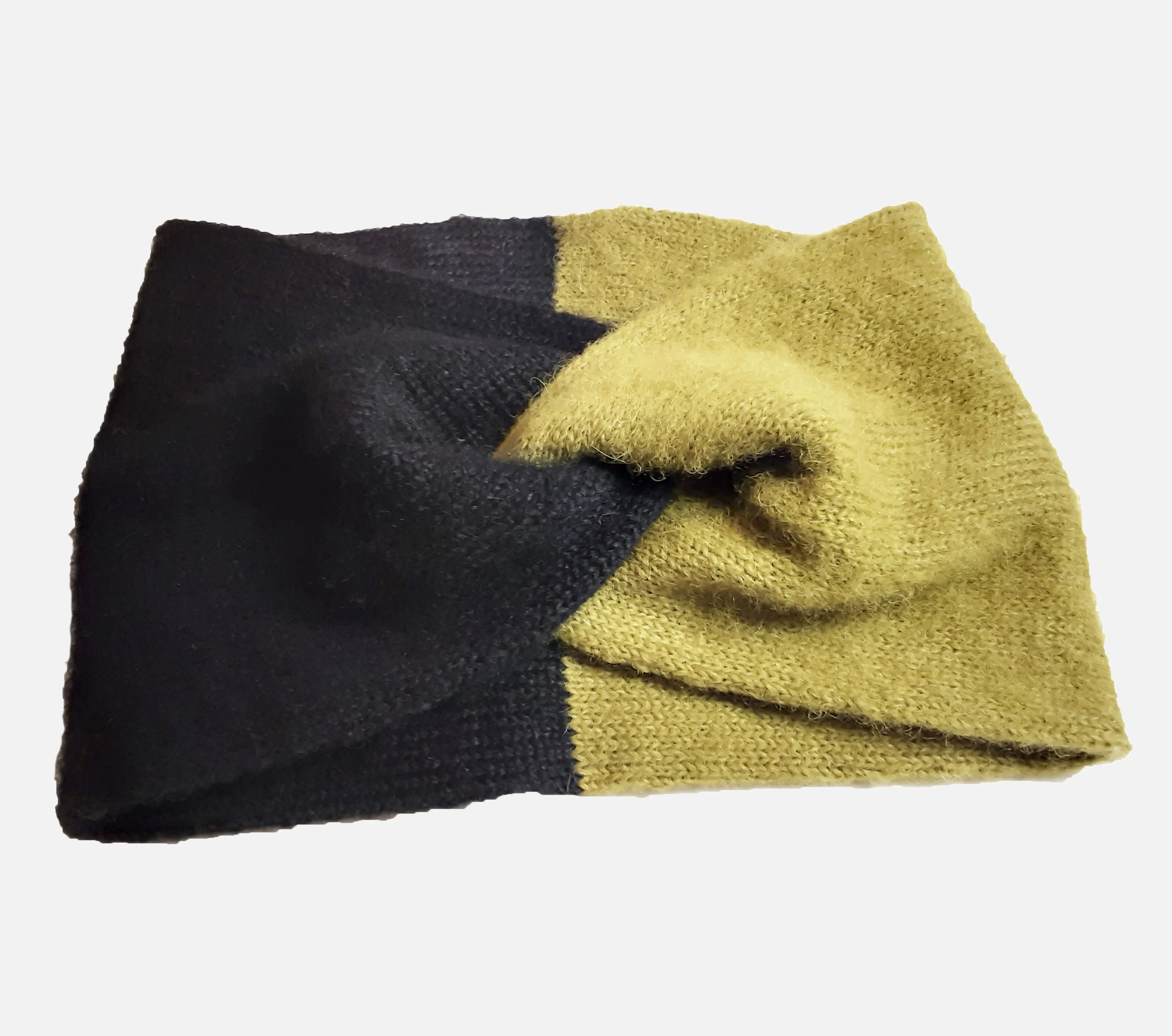 Extra Soft Brushed Alpaca Twist Neck Warmer or Head Band Mustard