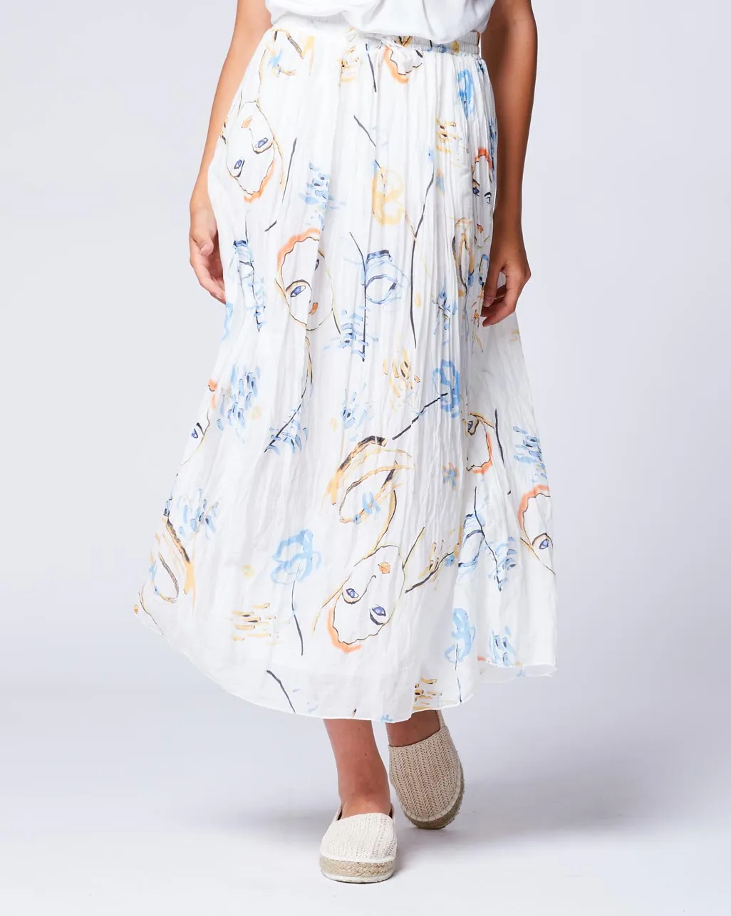 Face Printed Maxi Skirt