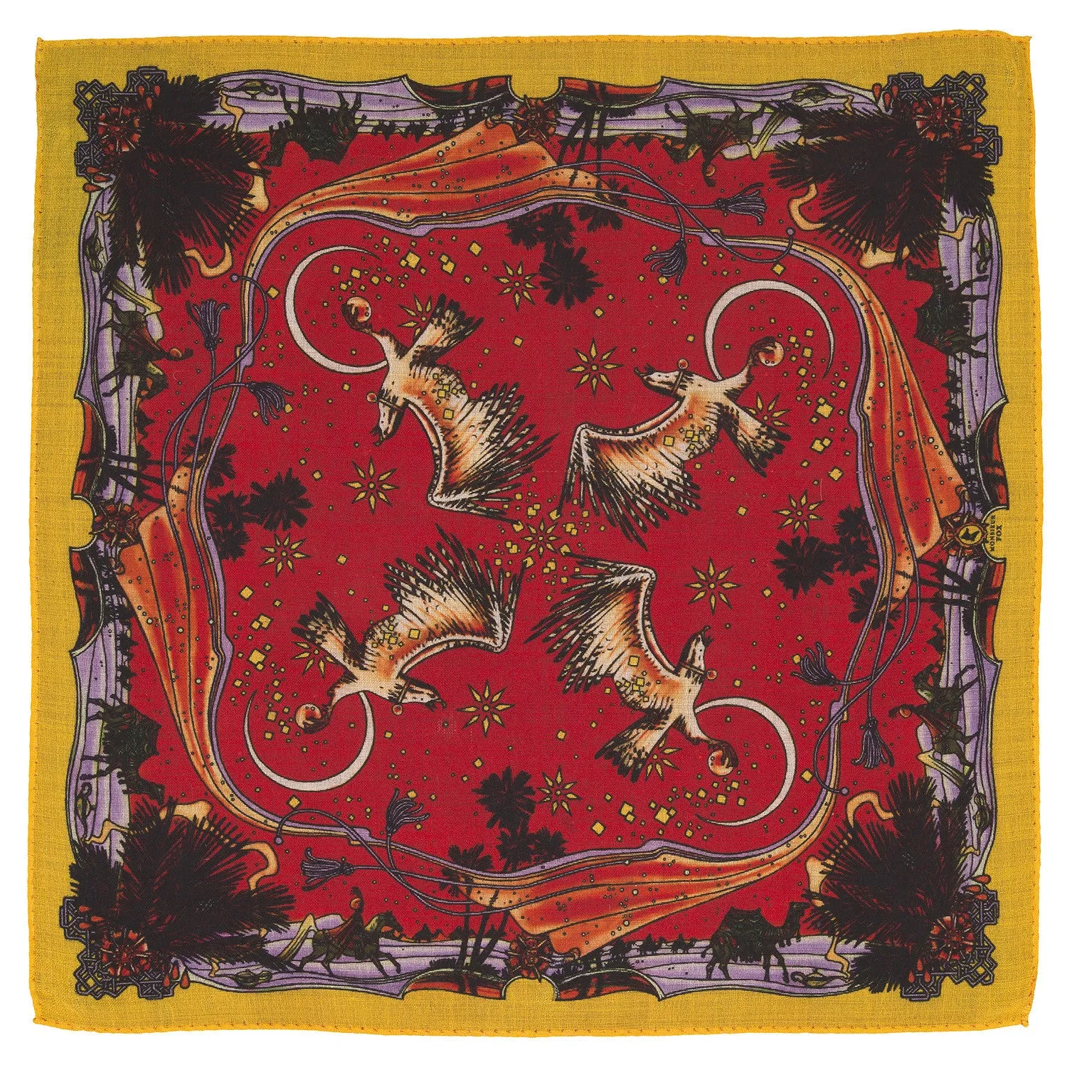 Falcons Pocket Square - Red and Yellow