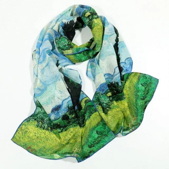 Famous Art Inspired 100% Silk Scarves