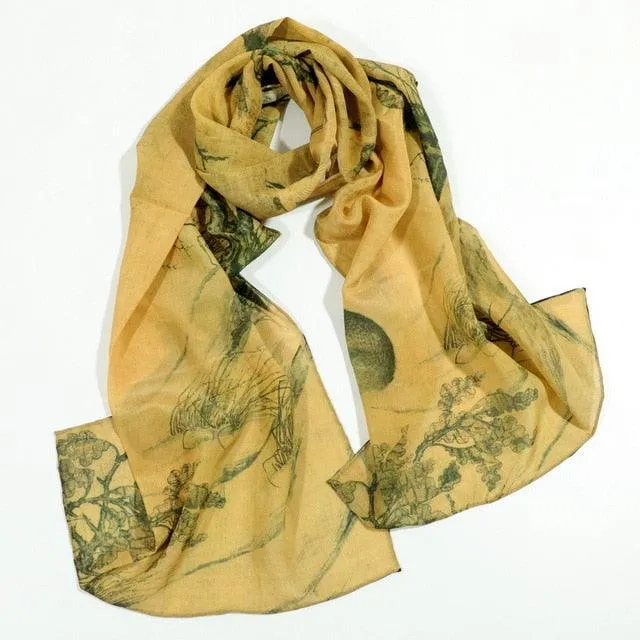 Famous Art Inspired 100% Silk Scarves