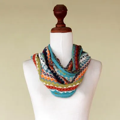 'Fantasy' Alpaca Striped Infinity Neckwarmer