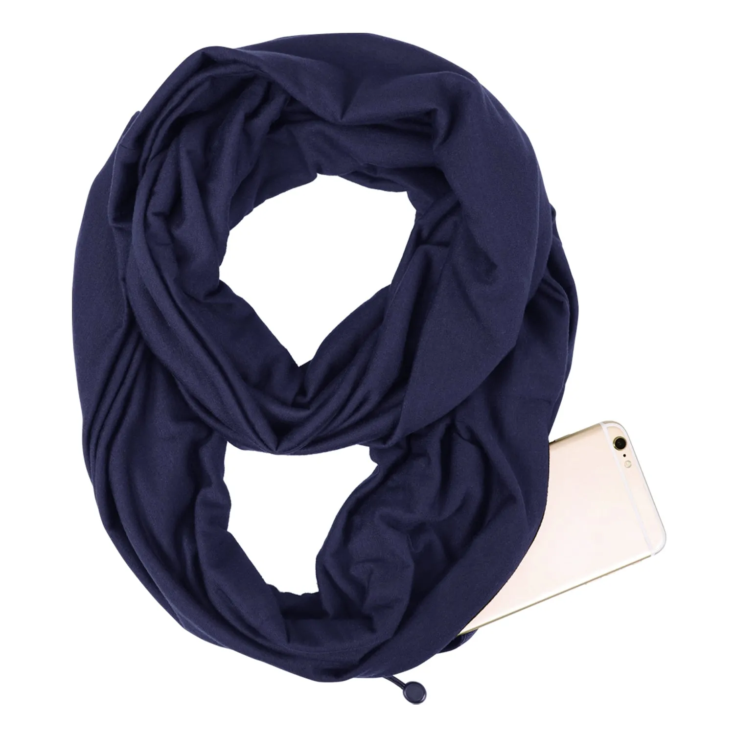 Fashion Infinity Scarf with Zipper Pocket Loop Scarf for Women and Men Neck Head Scarves Travel Wrap