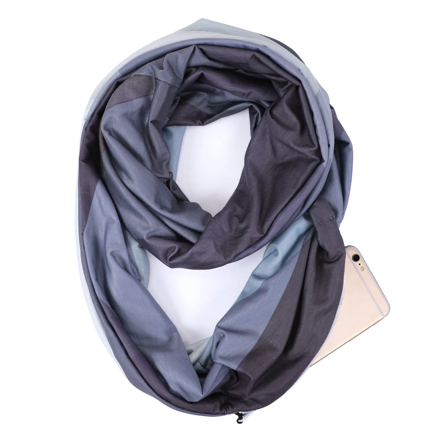 Fashion Infinity Scarf with Zipper Pocket Loop Scarf for Women and Men Neck Head Scarves Travel Wrap