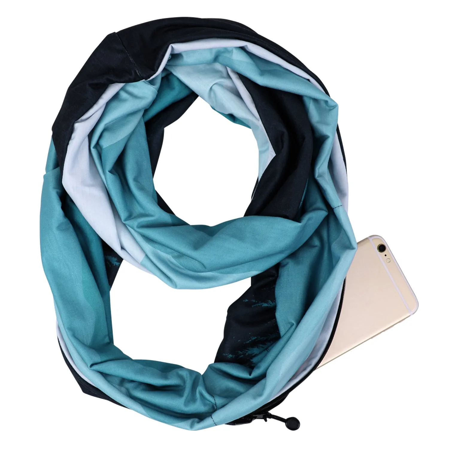 Fashion Infinity Scarf with Zipper Pocket Loop Scarf for Women and Men Neck Head Scarves Travel Wrap