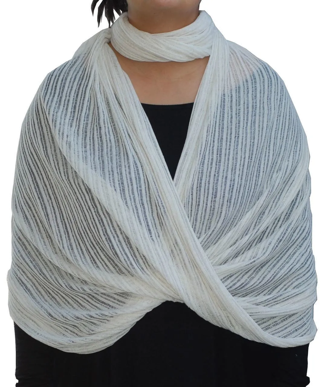 Fashion Scarf Infinity Shawl Off White Beige One Size