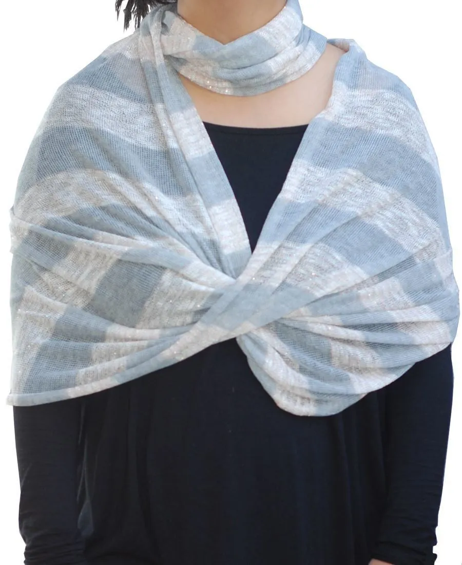 Fashion Scarf Infinity Shawl Pink Gold Stripes One Size