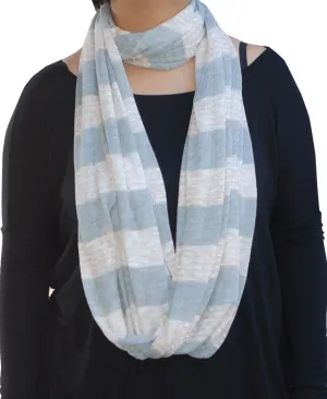 Fashion Scarf Infinity Shawl Pink Gold Stripes One Size