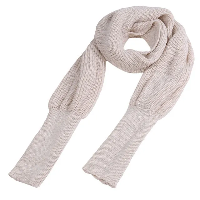 Fashion Woman Scarves Shawls Women Scarves Solid Sleeves Scarf Winter Warm Knitting Long Soft Wraps Scarves Novelty KH851919