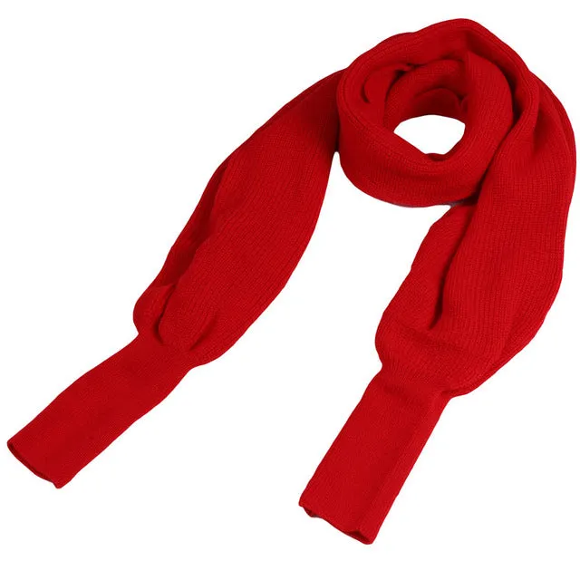 Fashion Woman Scarves Shawls Women Scarves Solid Sleeves Scarf Winter Warm Knitting Long Soft Wraps Scarves Novelty KH851919