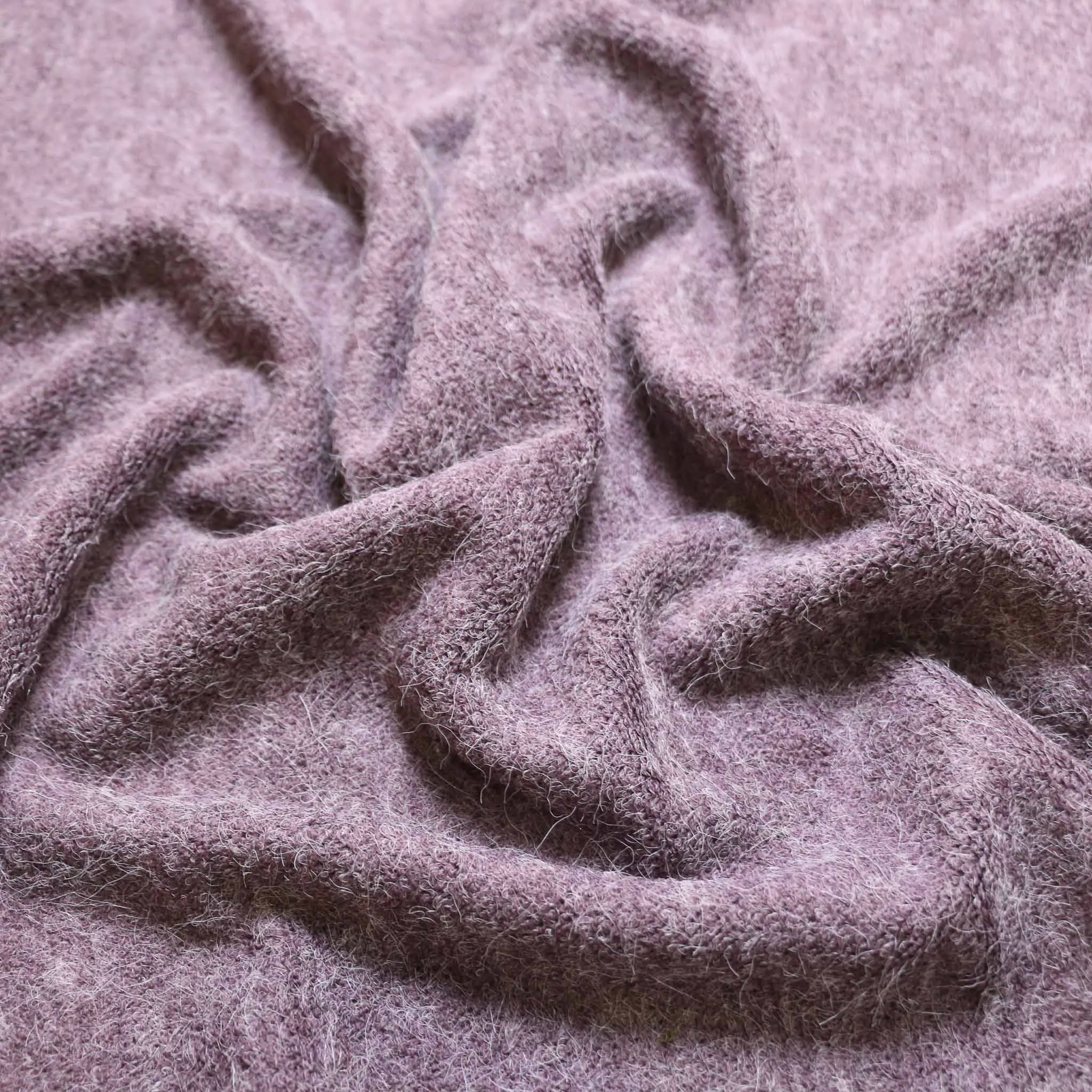 Faux Angora jersey fabric - Khaki green, beige, mauve