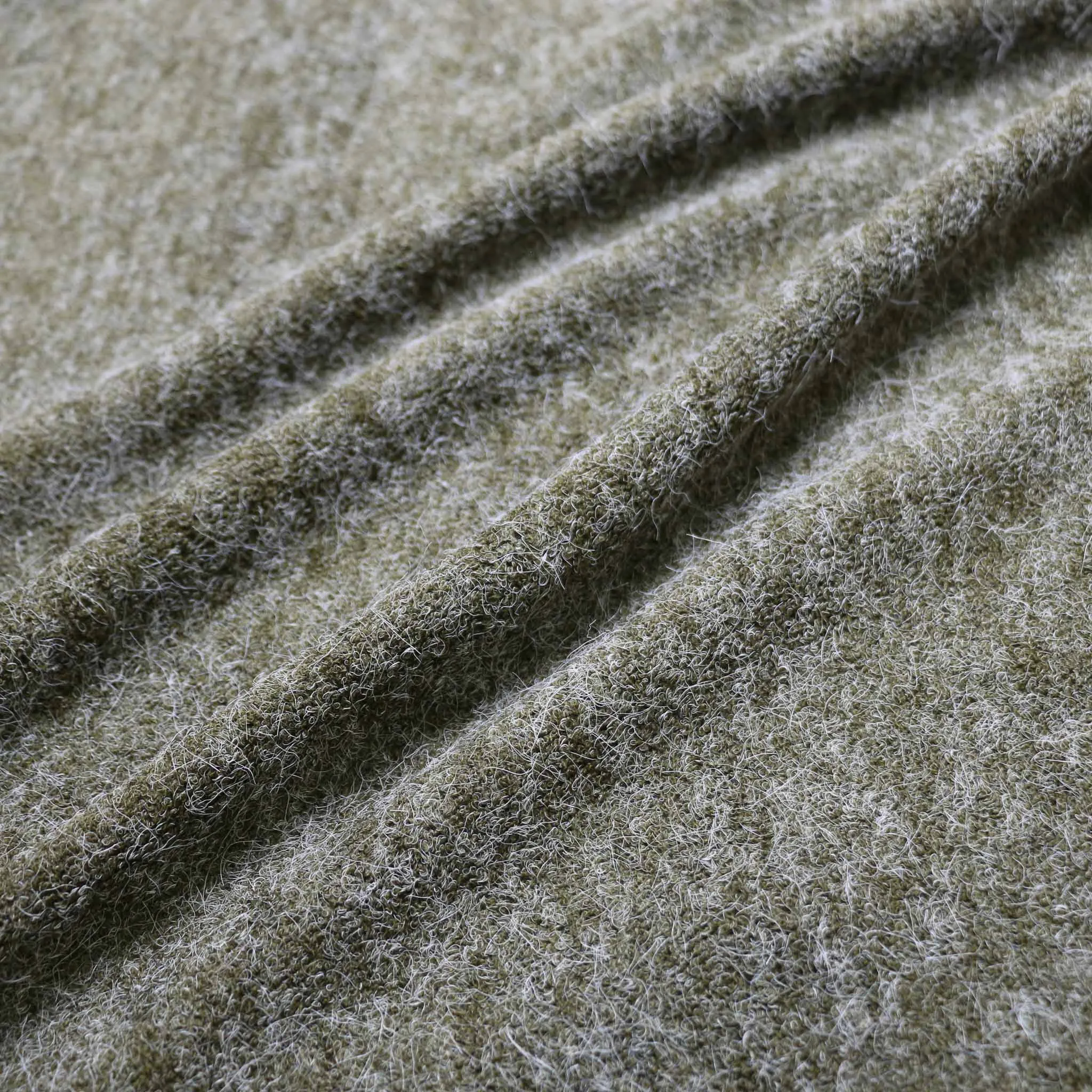 Faux Angora jersey fabric - Khaki green, beige, mauve