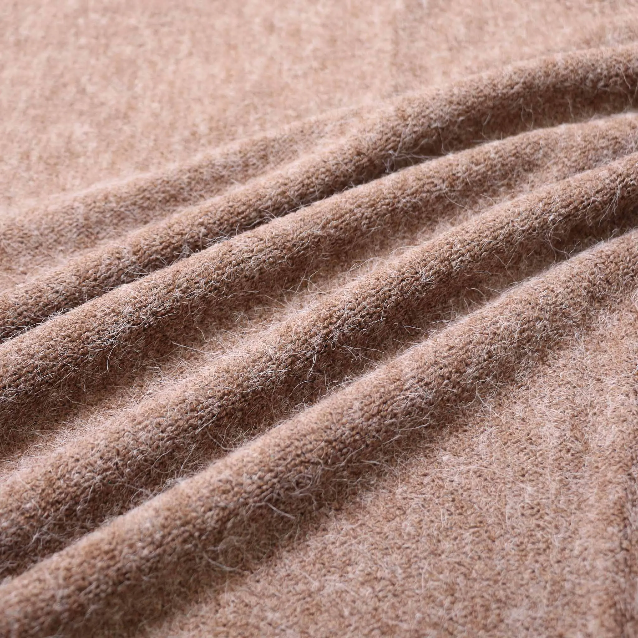 Faux Angora jersey fabric - Khaki green, beige, mauve