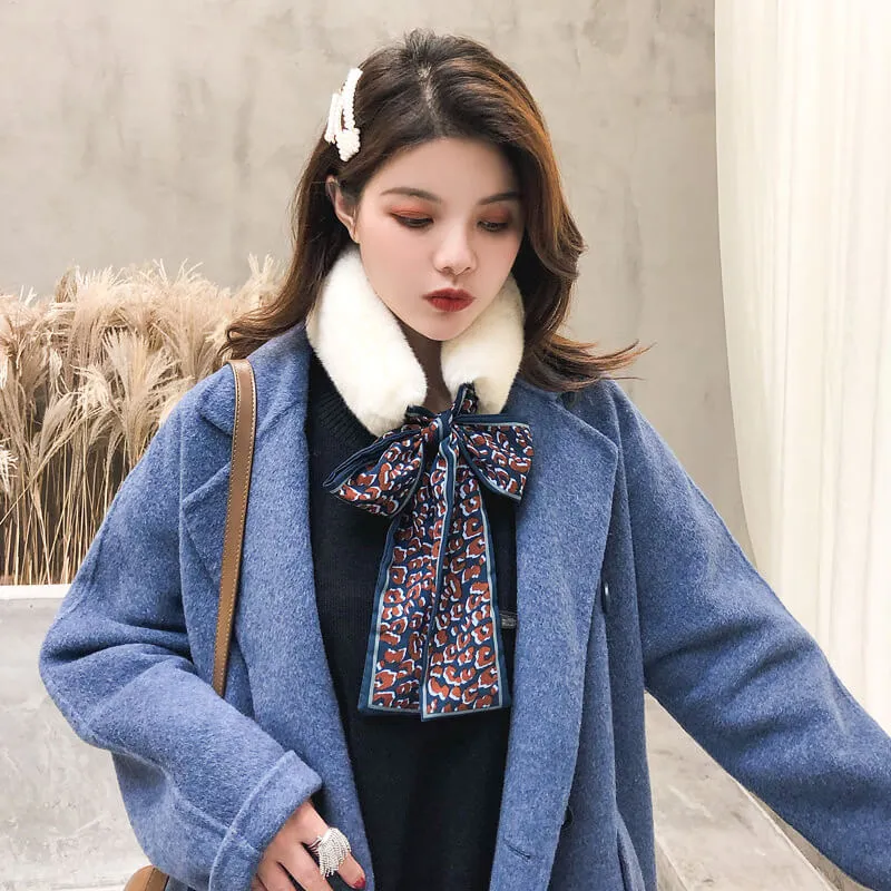 Faux Rabbit Fur Plush Leopard Print Infinity Scarf for Women