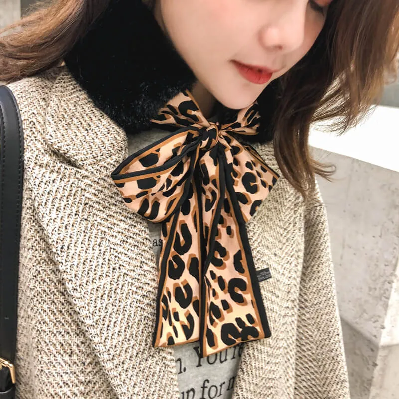 Faux Rabbit Fur Plush Leopard Print Infinity Scarf for Women