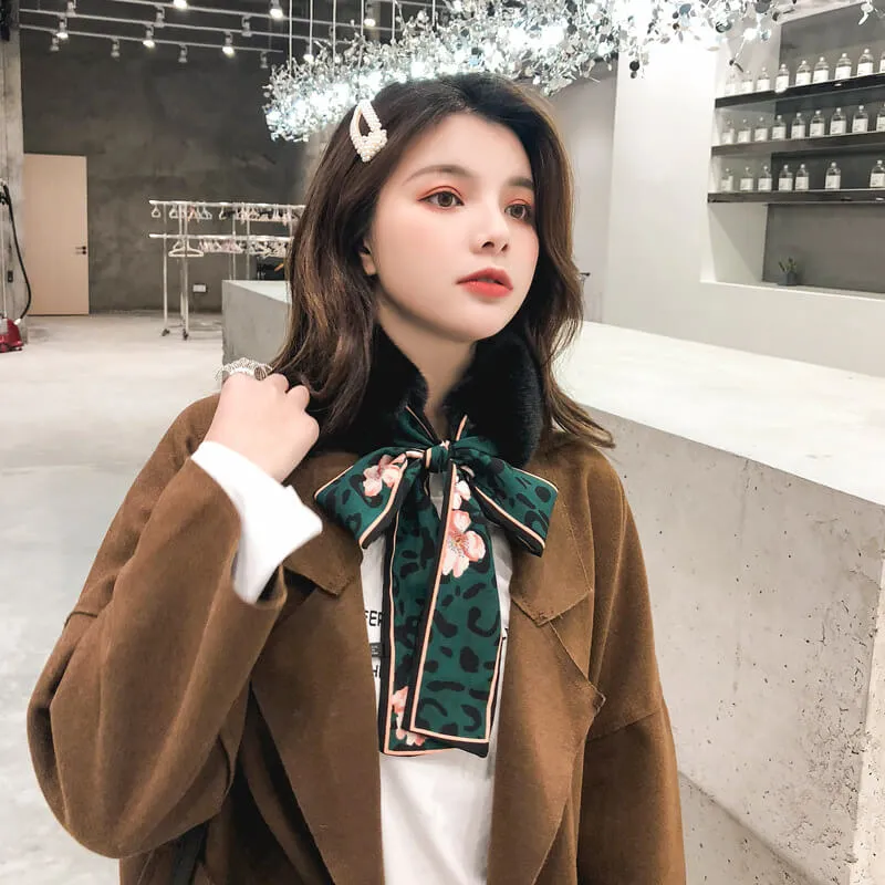 Faux Rabbit Fur Plush Leopard Print Infinity Scarf for Women