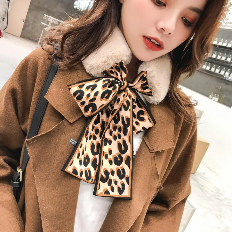 Faux Rabbit Fur Plush Leopard Print Infinity Scarf for Women