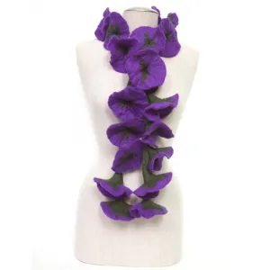 Felted flower scarves- Purple/ Green