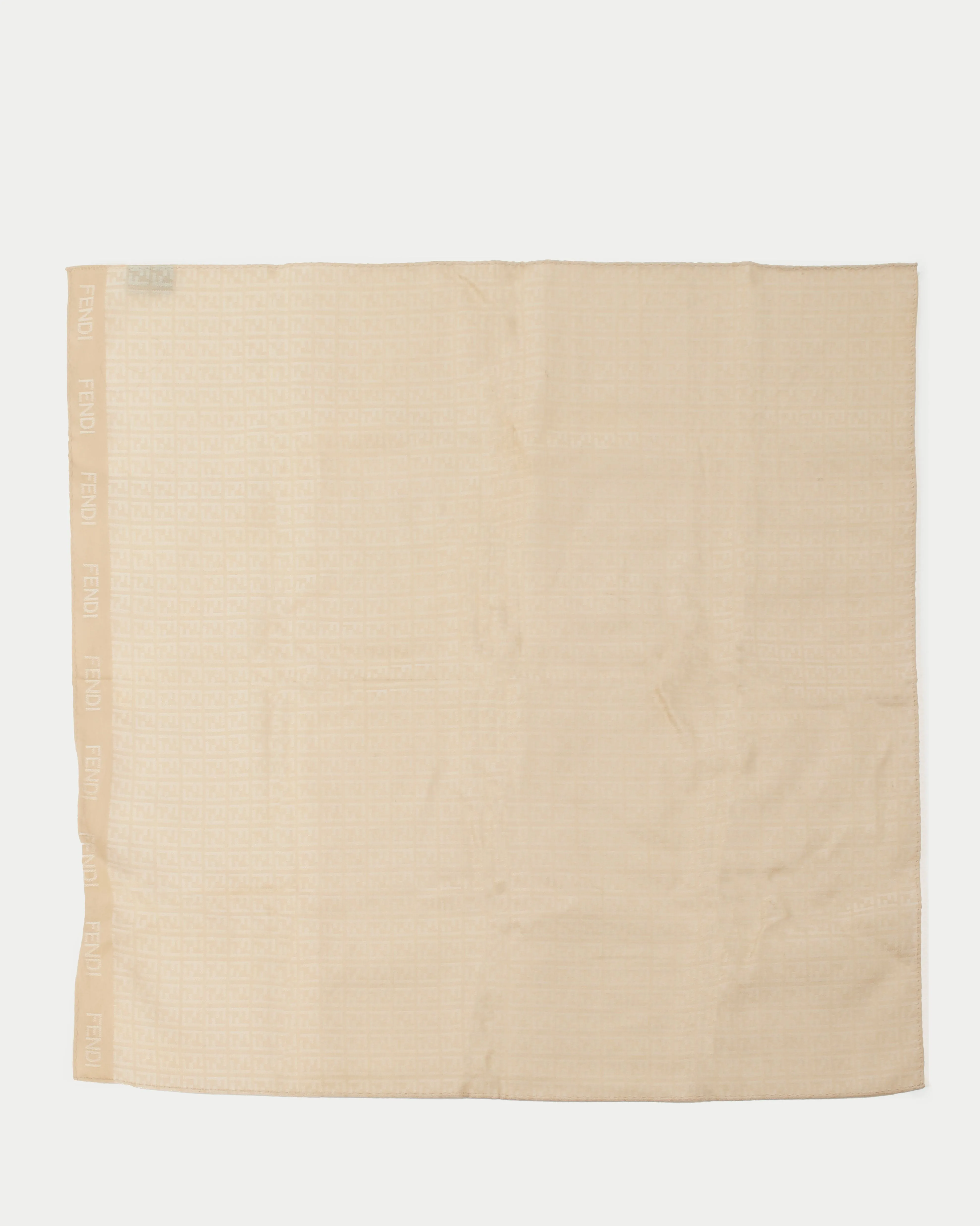 Fendi Beige Monogram Zuchinno Print Cotton Square Scarf