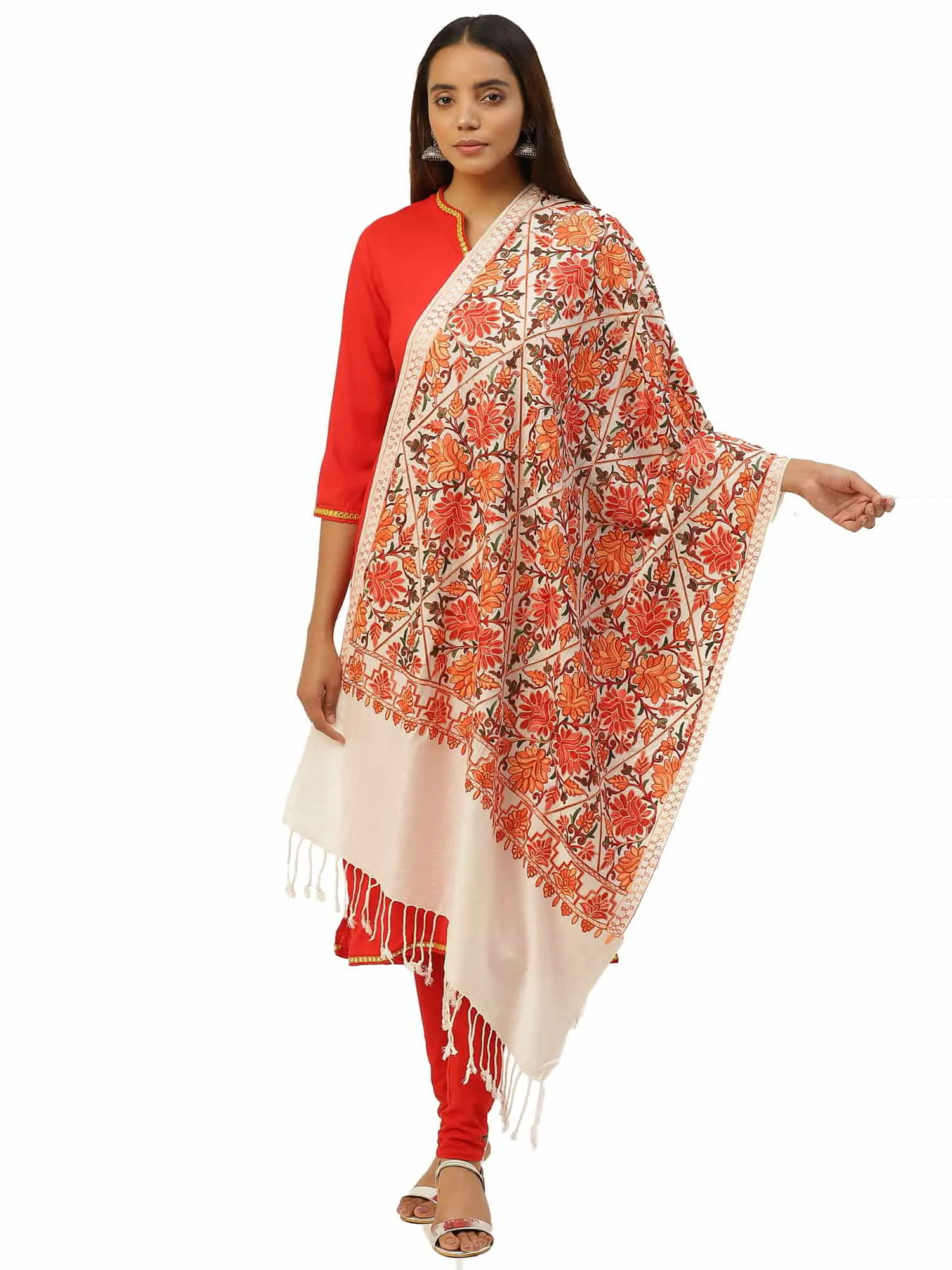 Floral Acrylic Wool Shawl