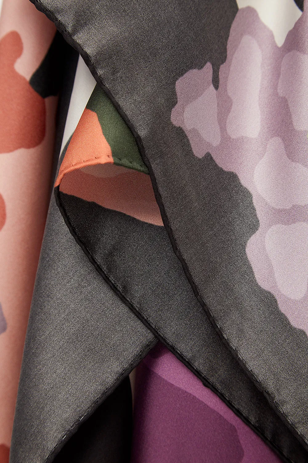 Floral black 55x55 silk scarf